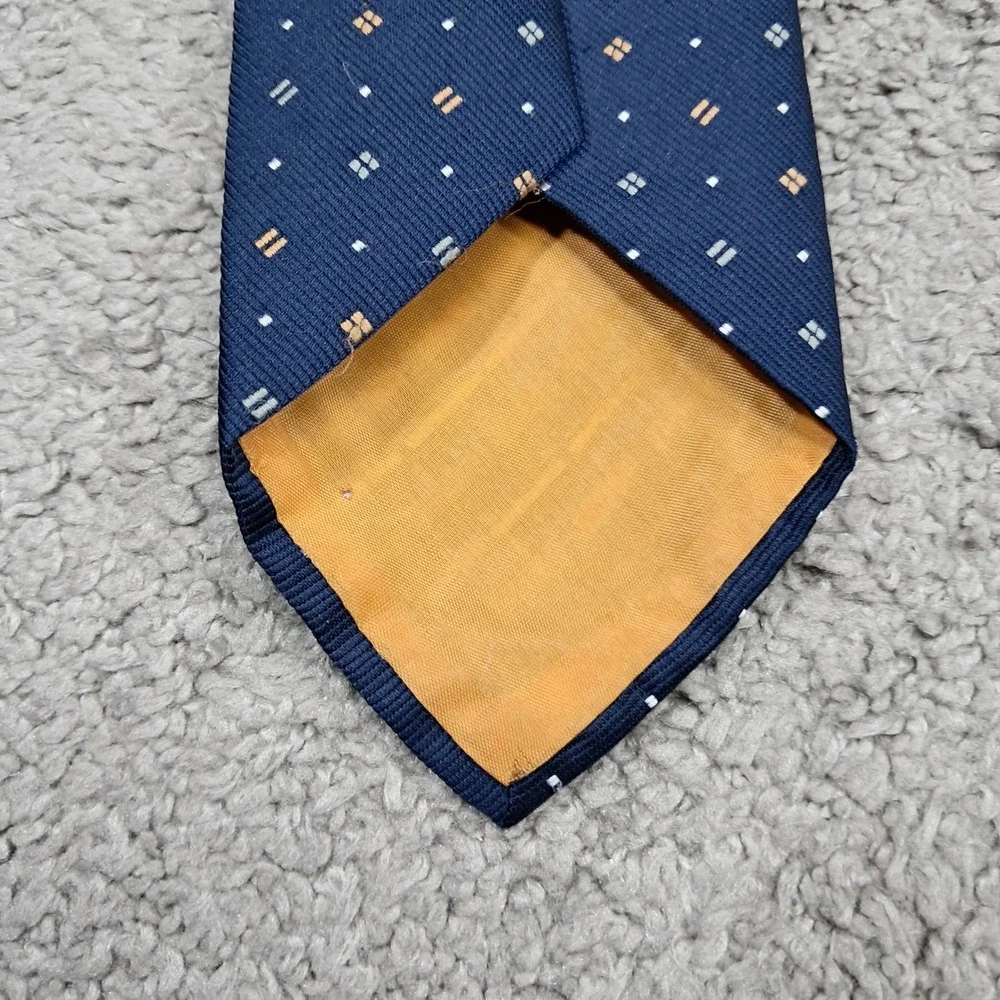 The Tog Shop Vintage Navy‎ Blue Geometric Square Pattern Polyester Necktie